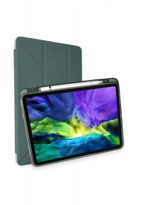 Newface iPad Pro 11 (2024) Kılıf Kalemlikli Mars Tablet Kılıfı - Koyu Yeşil