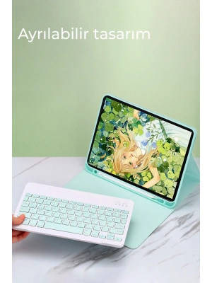 Newface iPad Pro 11 (2024) Kılıf KC01 Smart Klavyeli Tablet Kılıfı - Koyu Yeşil