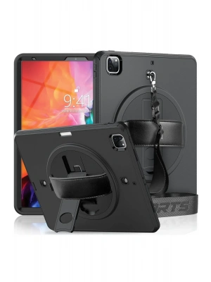 Newface iPad Pro 12.9 (2021) Kılıf Strap-C Otterbox Tablet Kapak - Siyah