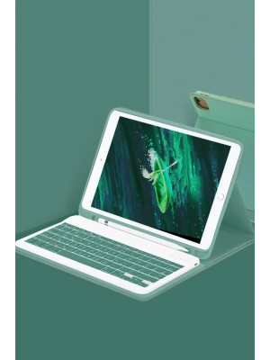 Newface iPad Pro 12.9 (2024) Kılıf KC01 Smart Klavyeli Tablet Kılıfı - Koyu Yeşil