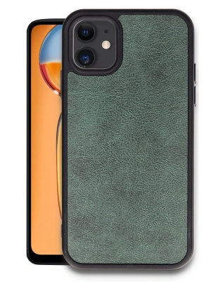 Newface iPhone 11 Kılıf Aras Deri Kapak - Koyu Yeşil