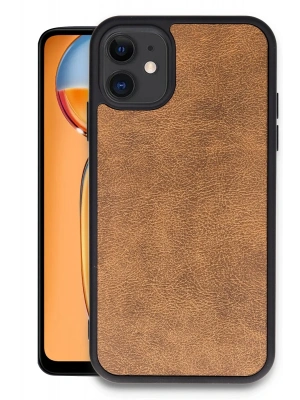 Newface iPhone 11 Kılıf Aras Deri Kapak - Taba