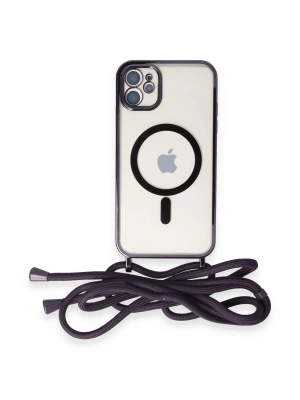 Newface iPhone 11 Kılıf Divo Lazer Askılı Magsafe Kapak - Derin Mor