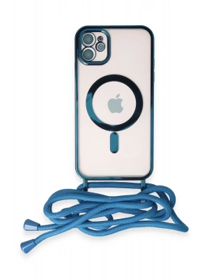 Newface iPhone 11 Kılıf Divo Lazer Askılı Magsafe Kapak - Sierra Blue