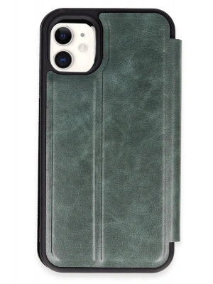 Newface iPhone 11 Kılıf Flip Cover - Koyu Yeşil