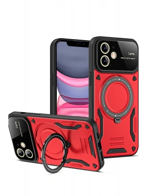 Newface iPhone 11 Kılıf Joy Lens Standlı Kapak - Kırmızı