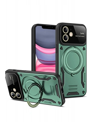 Newface iPhone 11 Kılıf Joy Lens Standlı Kapak - Koyu Yeşil