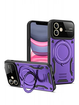 Newface iPhone 11 Kılıf Joy Lens Standlı Kapak - Mor