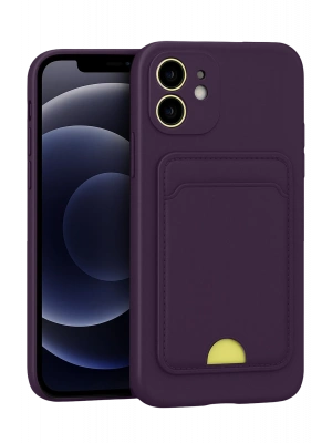 Newface iPhone 11 Kılıf Kelvin Kartvizitli Silikon - Derin Mor