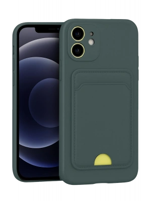 Newface iPhone 11 Kılıf Kelvin Kartvizitli Silikon - Koyu Yeşil