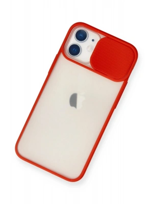 Newface iPhone 11 Kılıf Palm Buzlu Kamera Sürgülü Silikon - Kırmızı