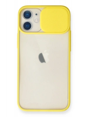 Newface iPhone 11 Kılıf Palm Buzlu Kamera Sürgülü Silikon - Sarı