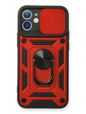 Newface iPhone 11 Kılıf Pars Lens Yüzüklü Silikon - Kırmızı