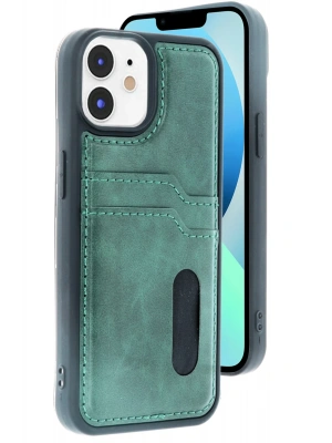 Newface iPhone 11 Kılıf Sara Kartvizitli Deri Kılıf - Koyu Yeşil