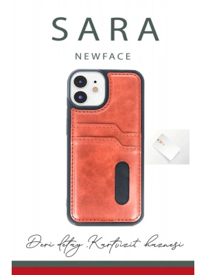 Newface iPhone 11 Kılıf Sara Kartvizitli Deri Kılıf - Siyah