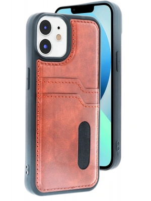 Newface iPhone 11 Kılıf Sara Kartvizitli Deri Kılıf - Taba