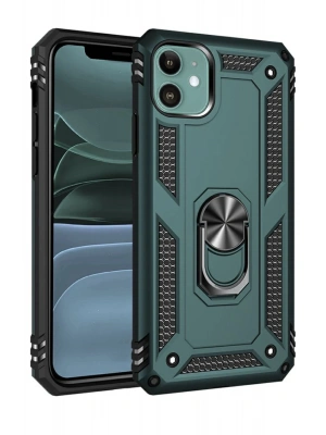 Newface iPhone 11 Kılıf Sofya Yüzüklü Silikon Kapak - Yeşil