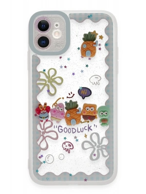 Newface iPhone 11 Kılıf Sweet Desenli Silikon Kapak - Açık Mavi