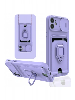 Newface iPhone 11 Kılıf Zuma Kartvizitli Yüzüklü Silikon - Lila