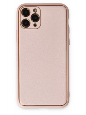 Newface iPhone 11 Pro Kılıf Coco Deri Silikon Kapak - Pudra