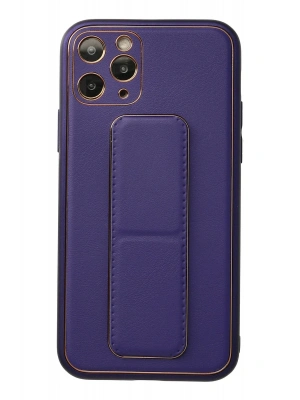 Newface iPhone 11 Pro Kılıf Coco Deri Standlı Kapak - Mor