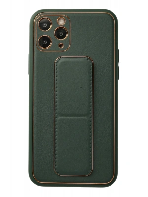 Newface iPhone 11 Pro Kılıf Coco Deri Standlı Kapak - Yeşil