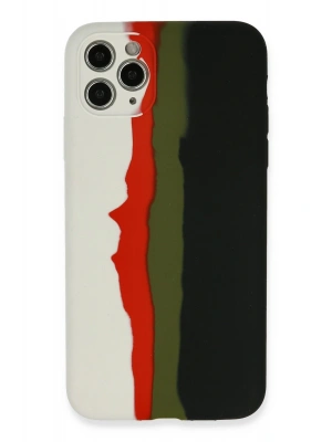 Newface iPhone 11 Pro Kılıf Ebruli Lansman Silikon - Beyaz-Siyah