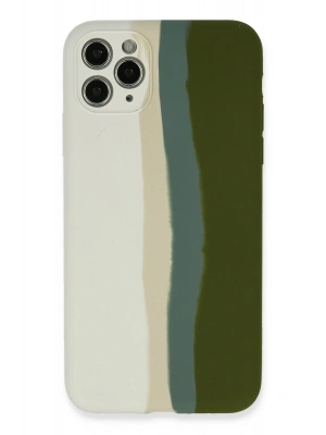 Newface iPhone 11 Pro Kılıf Ebruli Lansman Silikon - Beyaz-Yeşil