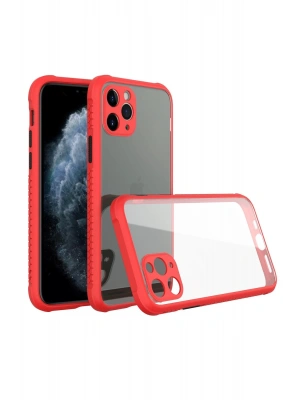 Newface iPhone 11 Pro Kılıf Miami Şeffaf Silikon - Kırmızı