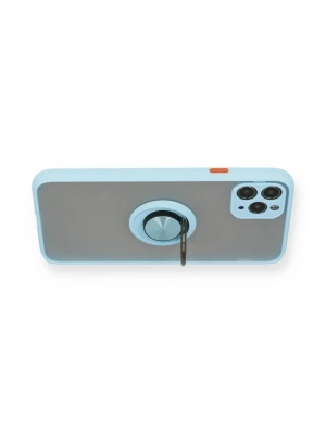 Newface iPhone 11 Pro Kılıf Montreal Yüzüklü Silikon Kapak - Buz Mavi
