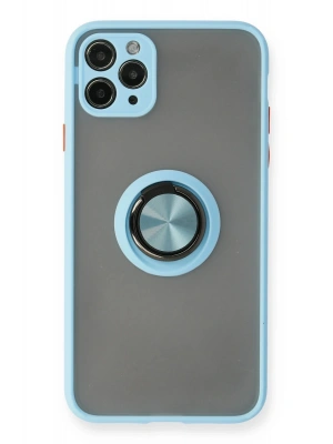 Newface iPhone 11 Pro Kılıf Montreal Yüzüklü Silikon Kapak - Buz Mavi