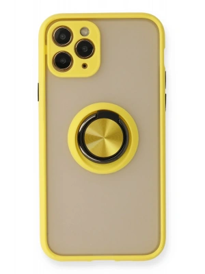 Newface iPhone 11 Pro Kılıf Montreal Yüzüklü Silikon Kapak - Sarı