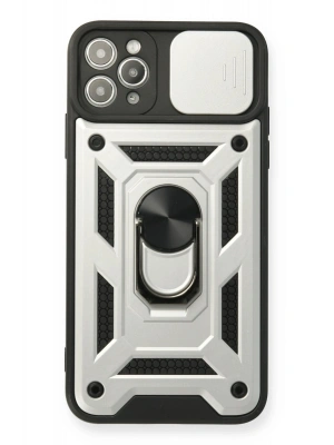 Newface iPhone 11 Pro Kılıf Pars Lens Yüzüklü Silikon - Gümüş