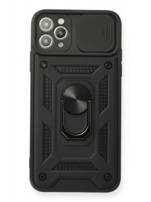 Newface iPhone 11 Pro Kılıf Pars Lens Yüzüklü Silikon - Siyah