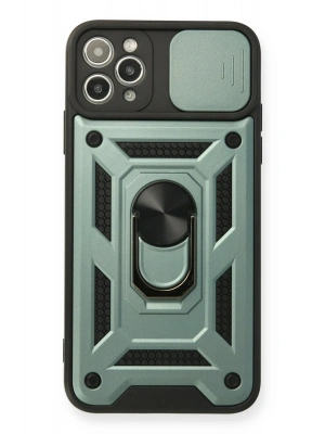 Newface iPhone 11 Pro Kılıf Pars Lens Yüzüklü Silikon - Yeşil