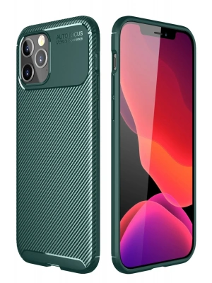 Newface iPhone 11 Pro Max Kılıf Auto Focus Karbon Kapak - Yeşil