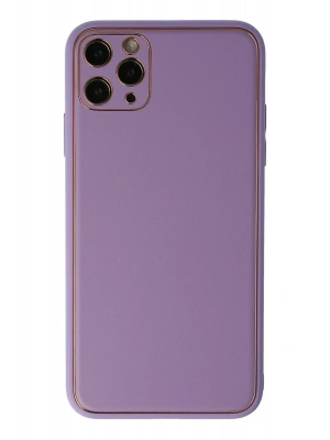 Newface iPhone 11 Pro Max Kılıf Coco Deri Silikon Kapak - Lila