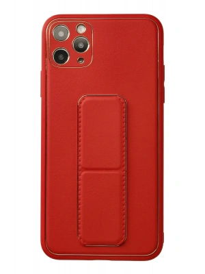 Newface iPhone 11 Pro Max Kılıf Coco Deri Standlı Kapak - Kırmızı