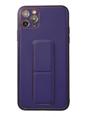 Newface iPhone 11 Pro Max Kılıf Coco Deri Standlı Kapak - Mor