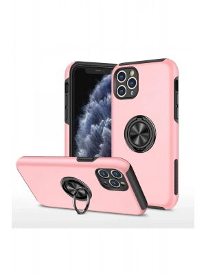 Newface iPhone 11 Pro Max Kılıf Elit Yüzüklü Kapak - Pembe