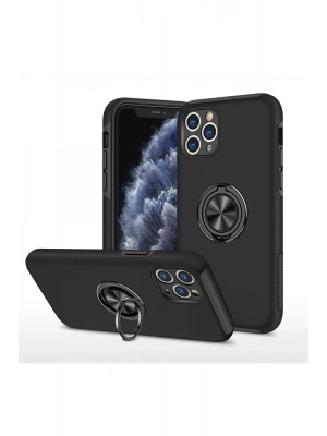 Newface iPhone 11 Pro Max Kılıf Elit Yüzüklü Kapak - Siyah