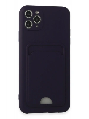 Newface iPhone 11 Pro Max Kılıf Kelvin Kartvizitli Silikon - Derin Mor