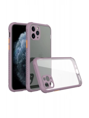 Newface iPhone 11 Pro Max Kılıf Miami Şeffaf Silikon - Açık Mor