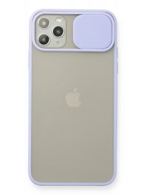 Newface iPhone 11 Pro Max Kılıf Palm Buzlu Kamera Sürgülü Silikon - Lila