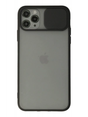 Newface iPhone 11 Pro Max Kılıf Palm Buzlu Kamera Sürgülü Silikon - Siyah