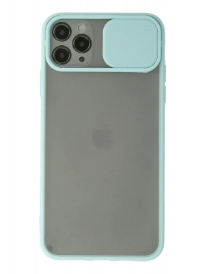 Newface iPhone 11 Pro Max Kılıf Palm Buzlu Kamera Sürgülü Silikon - Turkuaz