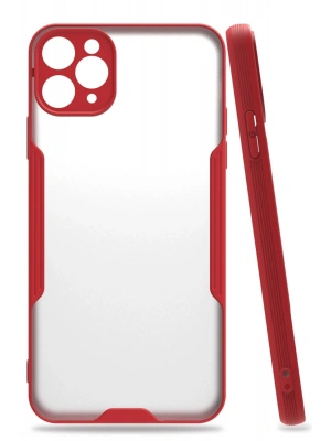 Newface iPhone 11 Pro Max Kılıf Platin Silikon - Kırmızı