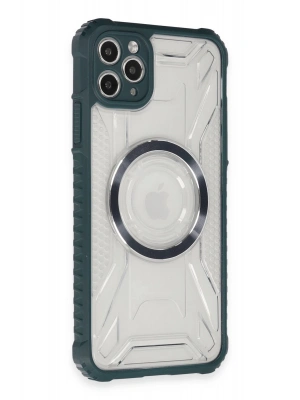 Newface iPhone 11 Pro Max Kılıf Prag Magneticsafe Kapak - Koyu Yeşil