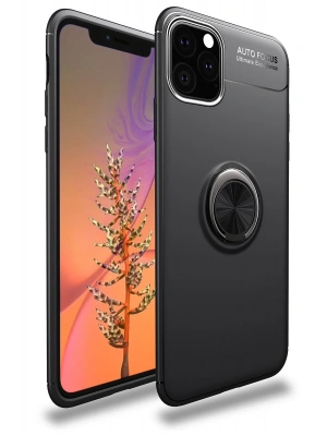 Newface iPhone 11 Pro Max Kılıf Range Yüzüklü Silikon - Siyah