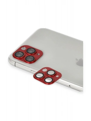 Newface iPhone 11 Pro Max Pers Alüminyum Kamera Lens - Kırmızı